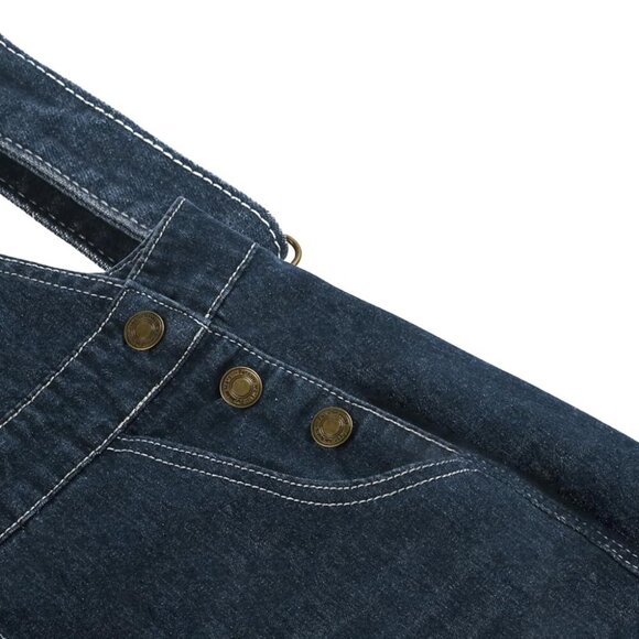 Women's Vintage Adjustable Strap Denim Overall Dress Distressed A-Line Pinafore - Picture 6 of 6